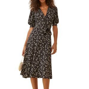 Reformation Mavi Floral Button Front Midi Dress